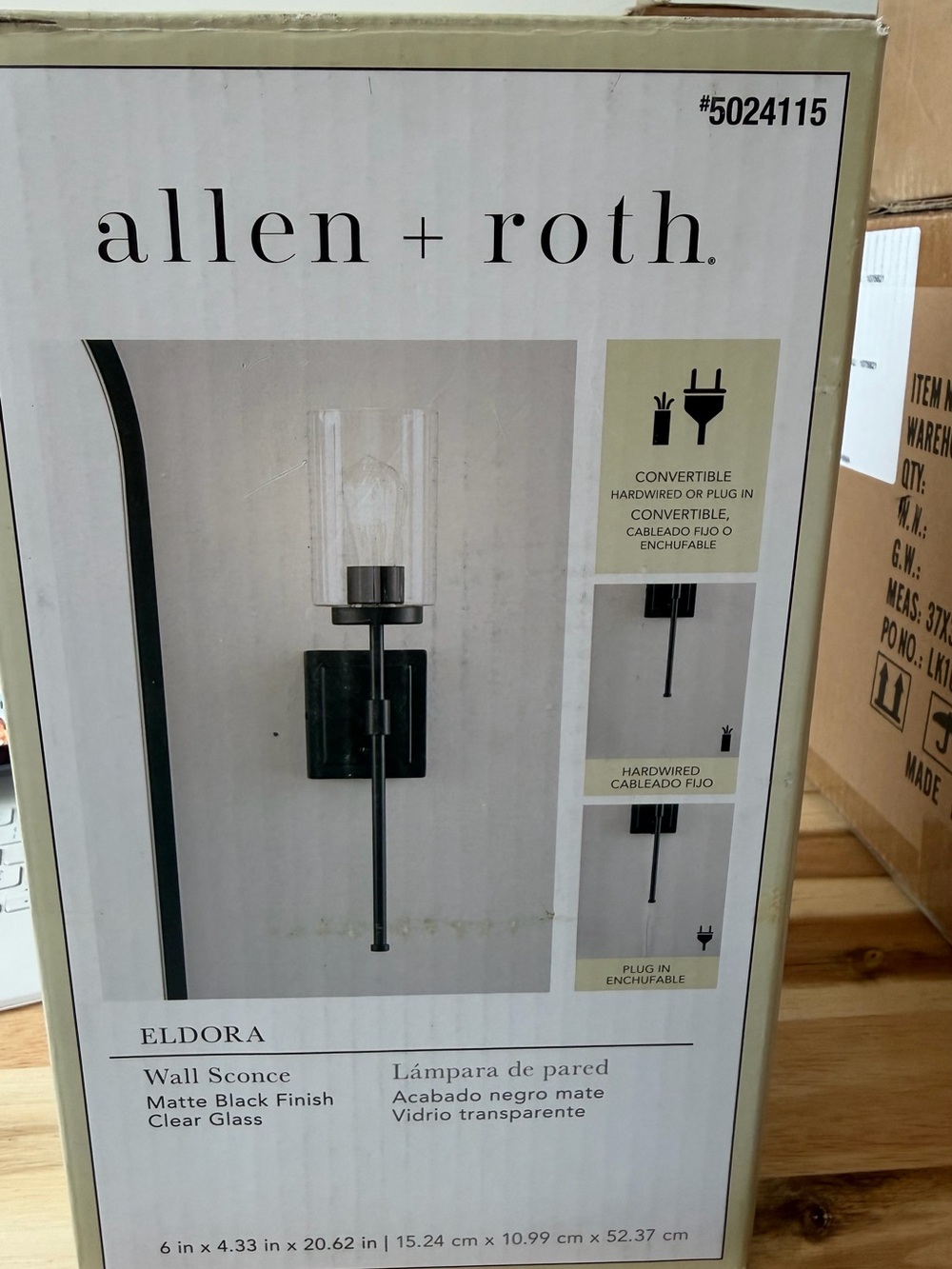 New Allen + Roth Eldora matte black wall sconce